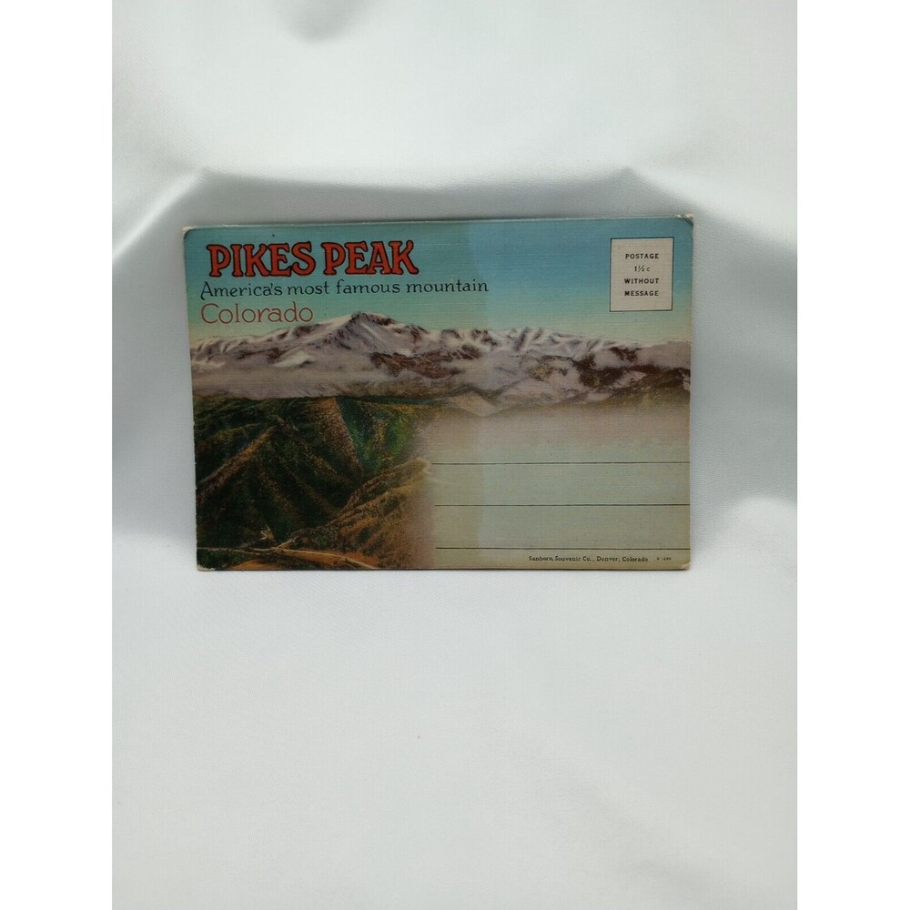 Pikes Peak Colorado Fold-out Postcard Book, Vintage Collectible Color Pictures